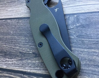 Fits Spyderco Paramilitary 2 • BLACK Titanium Pocket Clip • 1x Clip Per Order (Not A Knife)