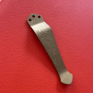 Griptilian Freek Boost • TITANIUM ETCHED Coy Pocket Clip • 1x Pocket Clip - Anodized GOLD Benchmade Pocket Clip Upgrade Benchmade Hardware