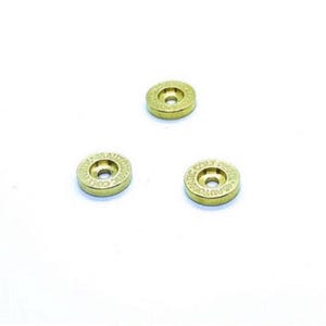May include: Three gold-colored metal discs with the words "COLT AUTOMATIC" and "COLT REVOLVER" engraved around the edges.
