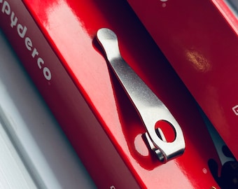 Fits Spyderco Roc Para 3 LW Parata SpydieChef Ikuchi Techno 2 - Deep Carry TITANIUM Pocket Clip 1x Pocket Clip More Spyderco Models Listed