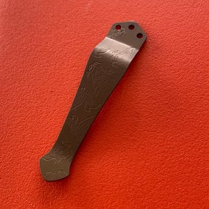 Fits Benchmade Models • TITANIUM ETCHED Coy Pocket Clip • 1x Pocket Clip - Anodized BRONZE Benchmade Pocket Clip Upgrade Benchmade Hardware
