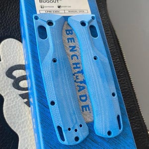 Básculas CNC Bugout G-10 • Compatible solo con Benchmade Bugout de tamaño completo • Herrajes personalizados • Piezas de repuesto • Azul