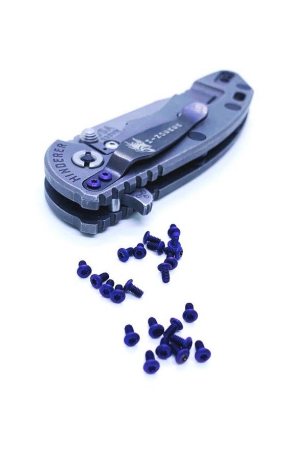 Fits Rick Hinderer Models Titanium PURPLE TORX Pocket Clip Screws