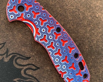 Fits Hinderer XM-18 3.5” - COMB GRIND Custom G-10 Scale / One Scale  - Blue/Red