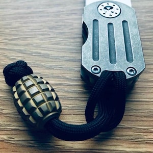 JUMBO Titanium GRENADE Knife Lanyard Bead 1x Bead Per Order - Heavy Duty Build Hinderer Benchmade Spyderco Emerson Add-On Custom Knife Bead