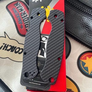 Fits Spyderco Paramilitary 2 CUSTOM Aluminum CNC BLACK Weaved Scale Set - Spyderco PM2 Upgrade Scales Custom Spyderco Parts Lightweight