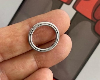 SUPER SLIM Split Ring Ultralight Silver Finish Ultra Strong Grade 5 Titanium Quality Keychain Accessory Gear - 1x Per Order / 20mm Diameter