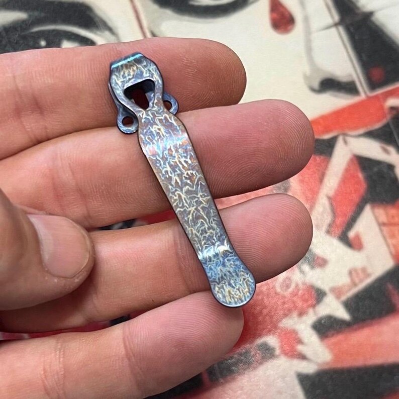 Fits Emerson Persian Bulldog Roadhouse CQC Kwaiken A-100 Sark Deep Carry TITANIUM RAINBOW Pocket Clip 1x Pocket Clip Fits Emerson Knives image 4