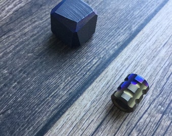 Blue/Gold Titanium Stud Bead • Lanyard Bead • EDC • Small Size