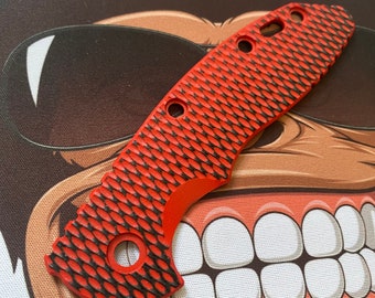 Fits Hinderer XM-18 3.5” - DIAMOND GRIND Custom G-10 Scale / One Scale  - Red Fade