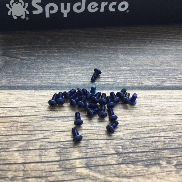 Fits Spyderco Matriarch 2 • BLUE Titanium Pocket Clip Screws