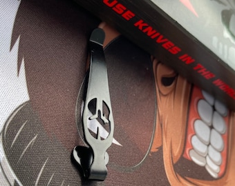 Emerson Mini Commander Models • Black Gladiator Titanium Pocket Clip • Deep Carry • Knife Replacement Clip - 1x Clip Per Order