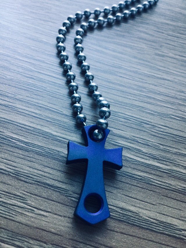 Titanium Blue Cross Pendant