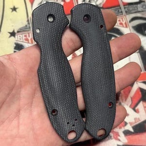 Fits Spyderco Para 3 CUSTOM Black Micarta Scale Set - Spyderco Upgrade Hardware - PM3 Scales - Knife Customization - One Set