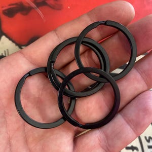 Extra Thick Split Rings Anodized BLACK Super Strong Durable - 5x Pack Per Order Keychain Custom Quality Everyday
