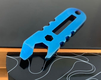 Multi Pry Tool • Bottle Opener • KeyChain • Pendant • EDC • 2.5” x .75” • BLUE