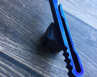 Titanium Key Holder • Pocket Slip Model • EDC • Blue