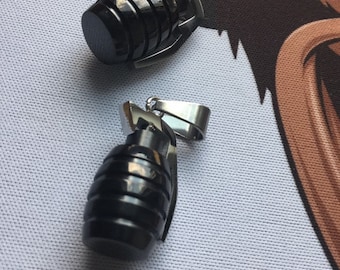 Mini Grenade Pendant • Titanium Steel Plated • BLACK