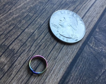 Titanium Mini Micro Split Ring • Rainbow Flamed