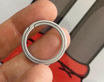 SUPER SLIM Split Ring Ultralight Silver Finish Ultra Strong Grade 5 Titanium Quality Keychain Accessory Gear - 1x Per Order / 28mm Diameter