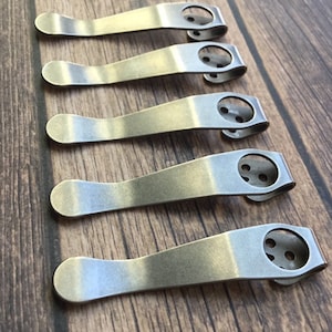 Fits Spyderco Models • SILVER Titanium Pocket Clip Custom Spyderco Yojimbo 2 YoJumbo Caribbean Delica FRN Military • 1x Titanium Pocket Clip