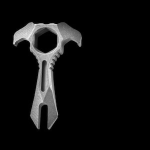 TXX PRY-BAR Heavy Duty Titanium Security Gadget Multi Tool Pendants Hex Tool Wrench Mini Pocket Pry Tool Opener (1.85” x 1.15”) Stonewashed
