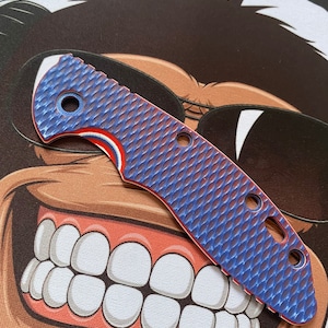 Serve para Hinderer XM-18 3,5” - DIAMOND GRIND Escala G-10 personalizada / Uma escala - Desbotamento azul