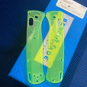 Fits Benchmade Bugout CUSTOM CNC Scale / Clear Green View Scales - One Set - Clear Acrylic Build Benchmade Upgrade Lightweight Scales