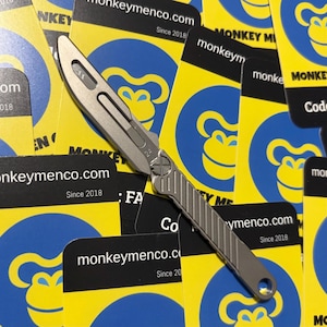 TITANIUM Pocket Knife • Precision Cutting Blade • Custom Proto Cap Pocket Carry • Fixed Blade Knife Lightweight Titanium Handle • GTB Series