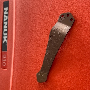 Fits Benchmade Osborne • TITANIUM ETCHED Coy Pocket Clip • 1x Pocket Clip - Anodized BRONZE Benchmade Pocket Clip Upgrade Benchmade Hardware