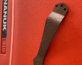 ETCHED COY pocketclip Benchmade Bugout, Griptilian, Narrows, Adamas, Osborne, Bailout, Full Immunity, Barrage, Crooked River + More Listed