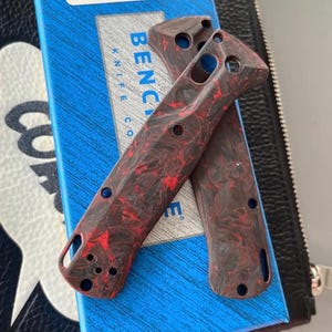Fits Benchmade Bugout 535 Models CUSTOM Carbon Fiber Red Flack CNC Scale - One Set - Smooth Finish Benchmade Custom Hardware Scales