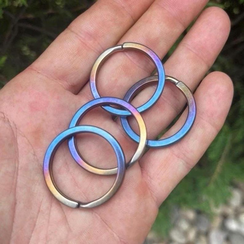 Extra Thick Split Ring Solid Titanium Gr5 1.25” Diameter Blured Anodized - 1x Per Order Keychain Custom Quality TITANIUM Grade 5 Everyday image 1