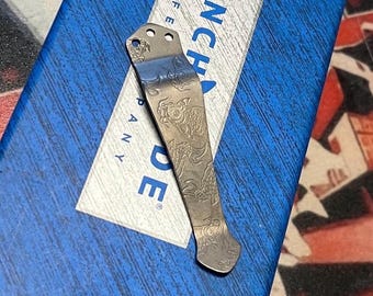 ETCHED COY pocketclip Benchmade Bugout, Griptilian, Narrows, Adamas, Osborne, Bailout, Full Immunity, Barrage, Crooked River + More Listed