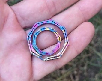 Hexagon Split Ring Ultralight Grade 5 Titanium • 2x Pack Per Order • 19mm + 28mm Keychain Custom Quality TITANIUM Grade 5 Everyday Gear EDC