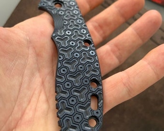Fits Hinderer XM-18 3.5” - COMB GRIND Custom G-10 Scale / One Scale  - Black/Blue Fade