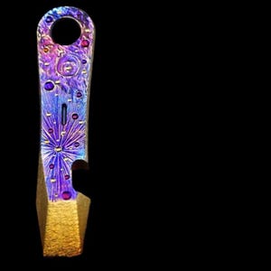 STAR-GALAXY Pry Tool + Opener #1 TITANIUM Handcrafted Custom Anodizing Heavy Custom Limited Edition Lanyard Hole Carry (3.25” x .75” Inch)