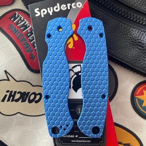 Fits Spyderco Paramilitary 2 CUSTOM Aluminum CNC Scale SP2#HONEY - One Set / Anodized Blue Spyderco Knifes Spyderco PM2 Scales Custom Knife