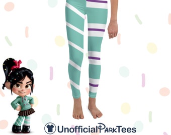 Vanellope Real Racer Leggings Youth Sugar Rush Stretch Pants Girls Disney Leggings Wreck It Ralph Von Schweetz