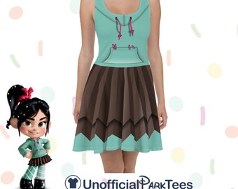 Real Racer Skater Dress Women&#39;s Vanellope Dress Von Schweetz Wreck It Ralph Costume Disney World Disneyland Costume
