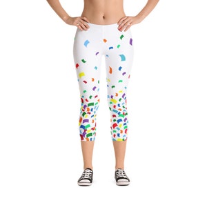 Mickey&#39;s 90th Birthday Womens Capri Leggings Disney World Confetti Celebration
