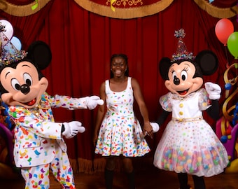 Mickey s 90th Birthday Celebration Skater Dress Women s Confetti Dress Minnie Mouse Disney World Disneyland