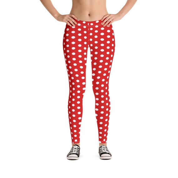 Minnie Mouse Polka Dot Red Leggings Women's Pants Disney World Disney Land  