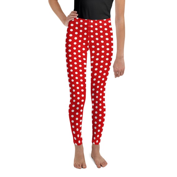 Minnie Mouse Polka Dot Red Leggings Girl's Youth Pants Disney World Disney  Land 