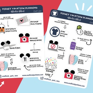 Disney Vacation Planning Sticker Sheets DVP-001 DVP-002