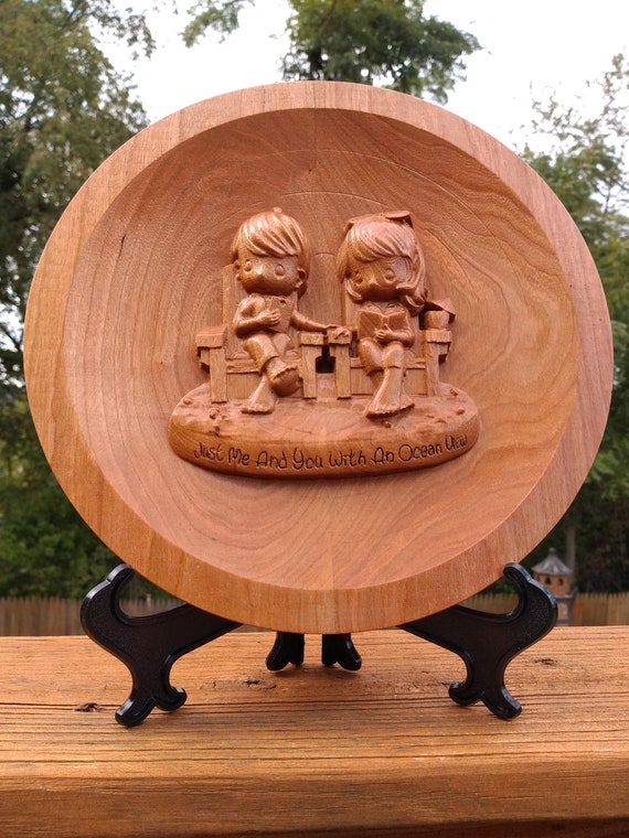 Boy & Girl Sculpture sur bois de cerisier 3D. Moi et vous - Etsy France