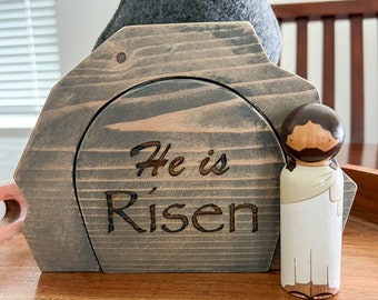 Easter Resurrection Peg Doll Set, He is Risen, Creche, display