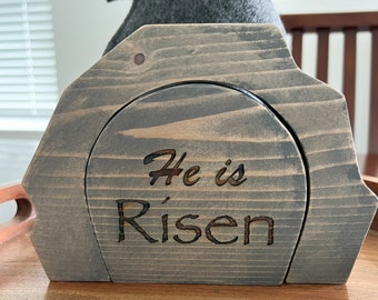 Easter Resurrection He is Risen, Home Decor, Rock, Tomb, Tired tray Display