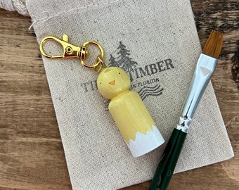 Easter Chick Peg Doll KeyChain, Key fob, Back Pack Buddy