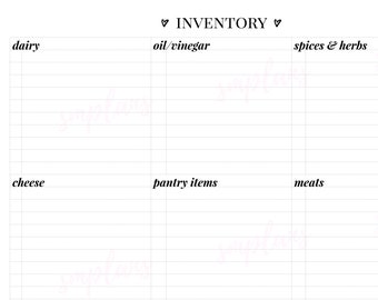 Food Pantry Inventory Shopping List Reference Meal Etsy